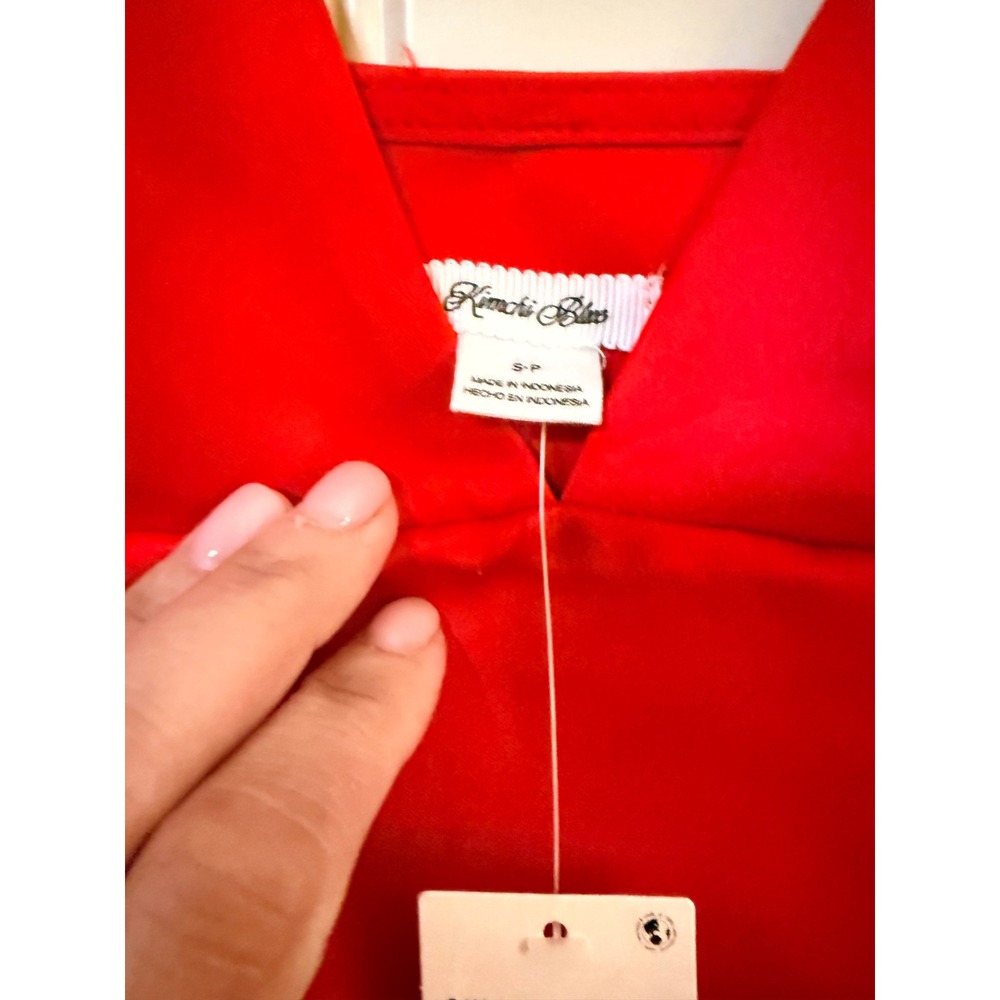 Kimchi Blue Urban Outfitters Red V-Neck Satin Mini Dress OB2354927 Womens S NWT